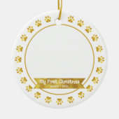Goud Eerste Kerstmis Huisdier Kitten Foto Paws Cus Keramisch Ornament (Voorkant)
