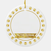 Goud Eerste Kerstmis Huisdier Kitten Foto Paws Cus Keramisch Ornament (Achterkant)