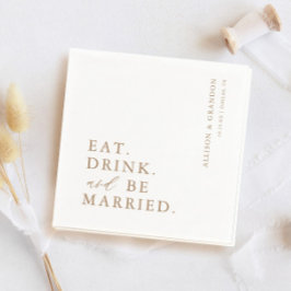 Goud Eet, Drink en Wees Getrouwd Rehearsal Dinner Servet