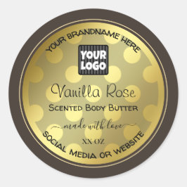 Goud Effect Aangepaste Logo Product Verpakkingslab Ronde Sticker