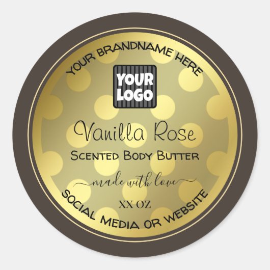Goud Effect Aangepaste Logo Product Verpakkingslab Ronde Sticker (Voorkant)
