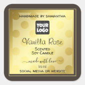 Goud Effect Aangepaste Logo Product Verpakkingslab Vierkante Sticker (Voorkant)