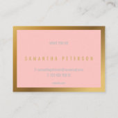 Goud effect, dikke gouden grens, roze achtergrond visitekaartje (Achterkant)