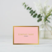 Goud effect, dikke gouden grens, roze achtergrond visitekaartje (Staand voorkant)