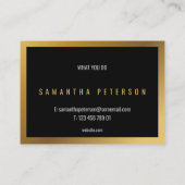 Goud effect, dikke gouden rand zwarte achtergrond visitekaartje (Achterkant)