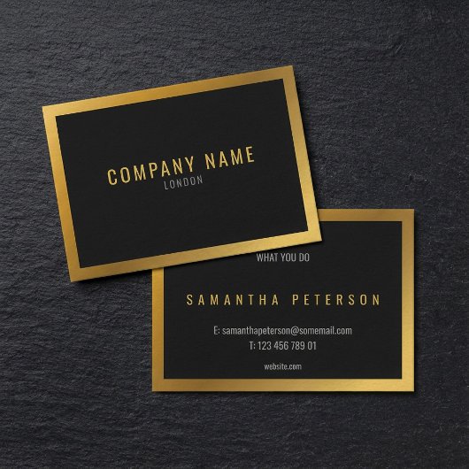 Goud effect, dikke gouden rand zwarte achtergrond visitekaartje