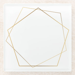 Goud-effect geometrische pentagon glazen onderzetter