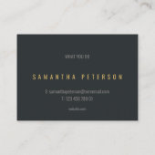 Goud effect, goudringen, donkergrijze vetgedrukte  visitekaartje (Achterkant)