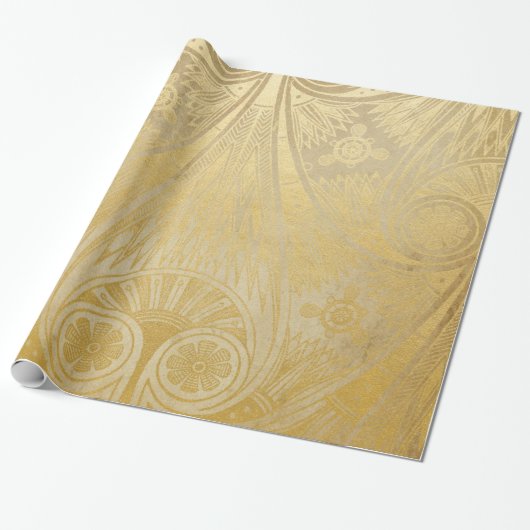 Goud Egyptisch cadeaupapier met wieltjes voor scro (Uitgerold)