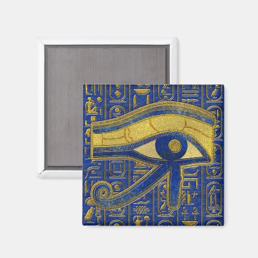 Goud Egyptisch Oog van Horus - Wadjet Lapis Lazuli Magneet (Voorkant / Achterkant)