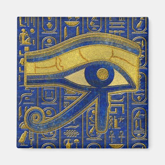 Goud Egyptisch Oog van Horus - Wadjet Lapis Lazuli Magneet (Voorkant)