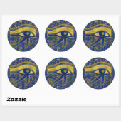 Goud Egyptisch Oog van Horus - Wadjet Lapis Lazuli Ronde Sticker (Vel)