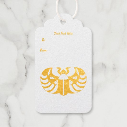 Goud Egyptisch symbool Scarab Kever Faux Glitter Cadeaulabels (Voorkant)