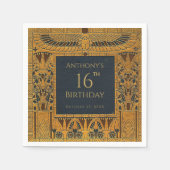  Goud Egyptisch thema Verjaardag Elegant Blauw Servet (Voorkant)