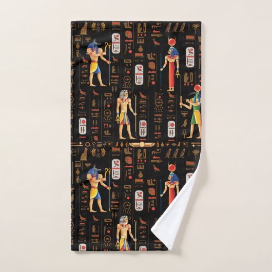 Goud-Egyptische hiërogliefen en godslastering op z Bad Handdoek (Handdoek)