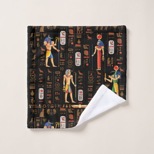Goud-Egyptische hiërogliefen en godslastering op z Bad Handdoek (Wasdoekje)