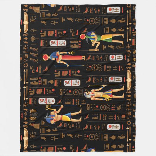 Goud-Egyptische hiërogliefen en godslastering op z Fleece Deken (Voorkant)