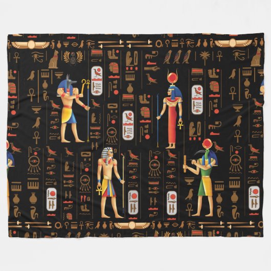 Goud-Egyptische hiërogliefen en godslastering op z Fleece Deken (Voorkant (Horizontaal))