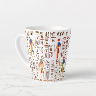 Goud-Egyptische hiërogliefen en godslastering op z Latte Mok