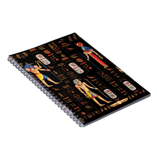 Goud-Egyptische hiërogliefen en godslastering op z Notitieboek (Rechterzijde)