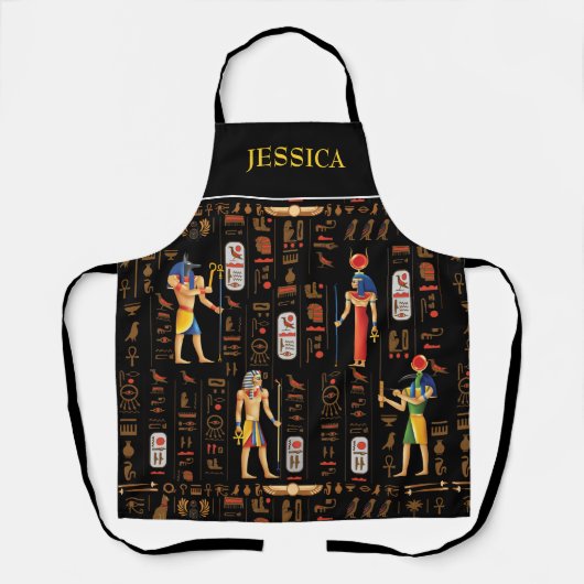 Goud-Egyptische hiërogliefen en godslastering op z Schort (Voorkant)