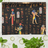 Goud-Egyptische hiërogliefen en godslastering op z Theedoek (Gevouwen)