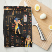 Goud-Egyptische hiërogliefen en godslastering op z Theedoek (Quarter Fold)