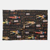 Goud-Egyptische hiërogliefen en godslastering op z Theedoek (Horizontaal)