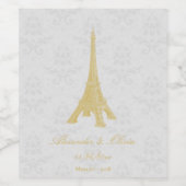 Goud Eiffel Tower Damask Weddenschap Wine Label Wijn Etiket (Enkel label)
