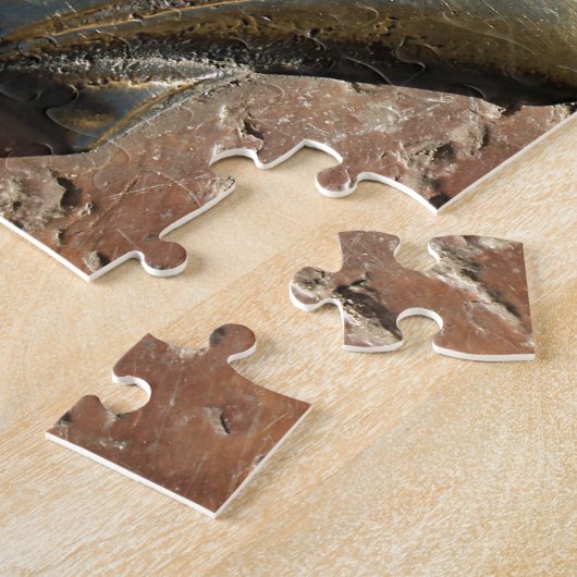 Goud El Camino-mantel, bestrating, Leon, Spanje Legpuzzel (Zijkant)