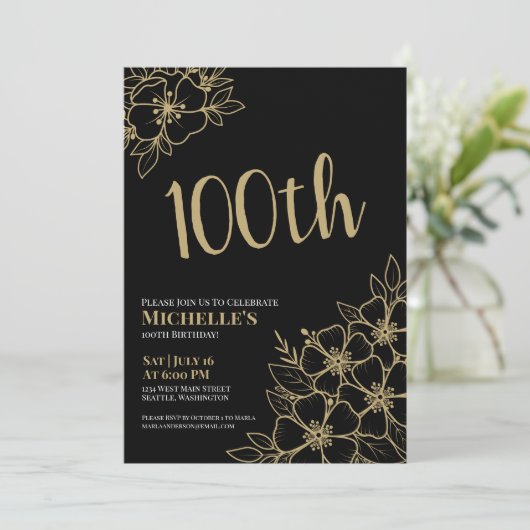 Goud Elegant 100e Verjaardagsfeest Kaart (Staand voorkant)