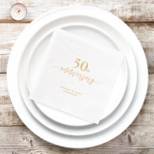 Goud   Elegant 50ste bruiloft Jubileum Folie Servetten