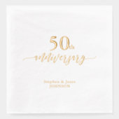Goud | Elegant 50ste bruiloft Jubileum Folie Servetten (Voorkant)