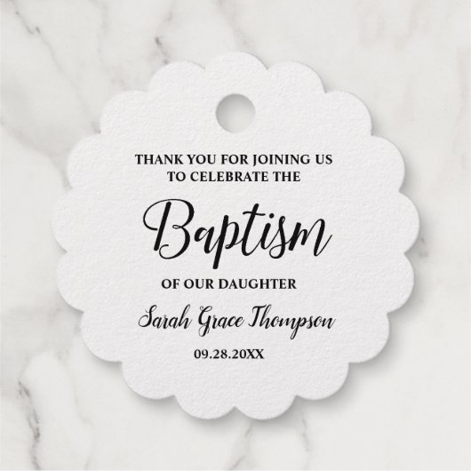 Goud Elegant Baptism Baby meisje Dank u Bedankjes Labels (Achterkant)