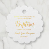 Goud Elegant Baptism Baby meisje Dank u Bedankjes Labels (Voorkant)