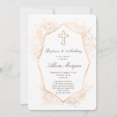 Goud Elegant Bloemen Doop Eerste Verjaardag Kaart (Voorkant)