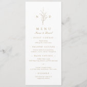 Goud, elegant, botanisch monogram bruiloft menu (Voorkant)