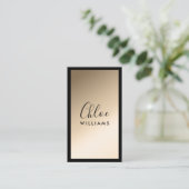 Goud elegant chic ombre gradient zwart script visitekaartje (Staand voorkant)