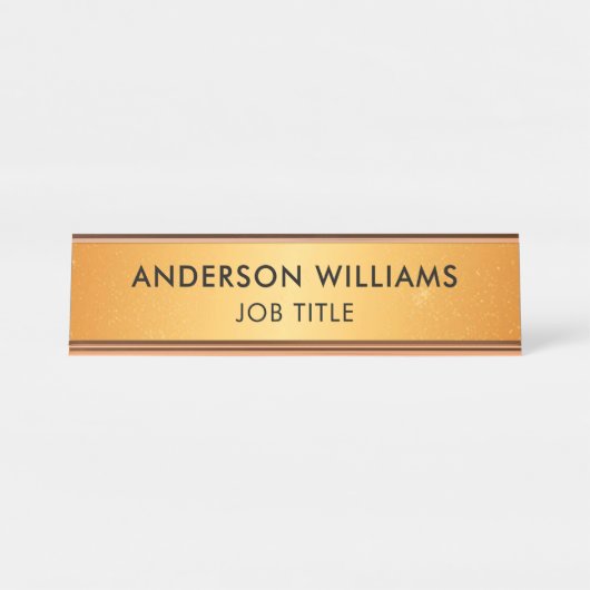 Goud Elegant Classy Minimalistisch Aangepast Bureau Naambordje (Voorkant)