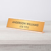 Goud Elegant Classy Minimalistisch Aangepast Bureau Naambordje (Voorkant)