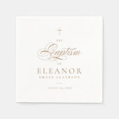 Goud Elegant Cross Script Kalligrafie Doop Servet (Voorkant)