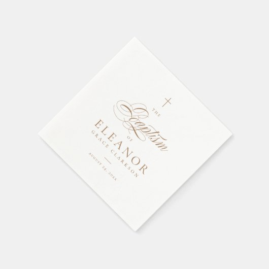 Goud Elegant Cross Script Kalligrafie Doop Servet (Hoek)