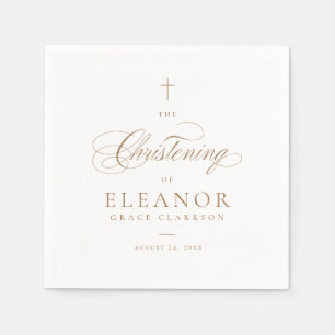 Goud Elegant Cross Script Kalligrafie doopsel Servet