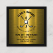 Goud Elegant Custom Golf Monogram Ontwerp Vierkante Visitekaartje (Achterkant)