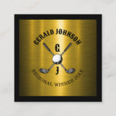 Goud Elegant Custom Golf Monogram Ontwerp Vierkante Visitekaartje (Voorkant)