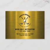 Goud Elegant Custom Golf Monogram Ontwerp Visitekaartje (Achterkant)