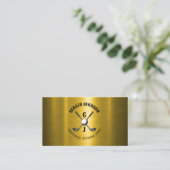 Goud Elegant Custom Golf Monogram Ontwerp Visitekaartje (Staand voorkant)