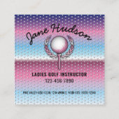 Goud Elegant Dames Golf Design Vierkante Visitekaartje (Achterkant)