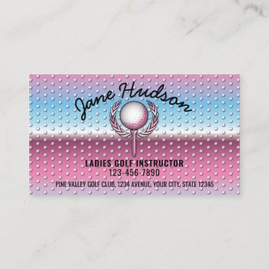 Goud Elegant Dames Golf Design Visitekaartje (Achterkant)
