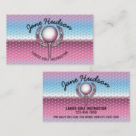 Goud Elegant Dames Golf Design Visitekaartje (Voorkant / Achterkant)